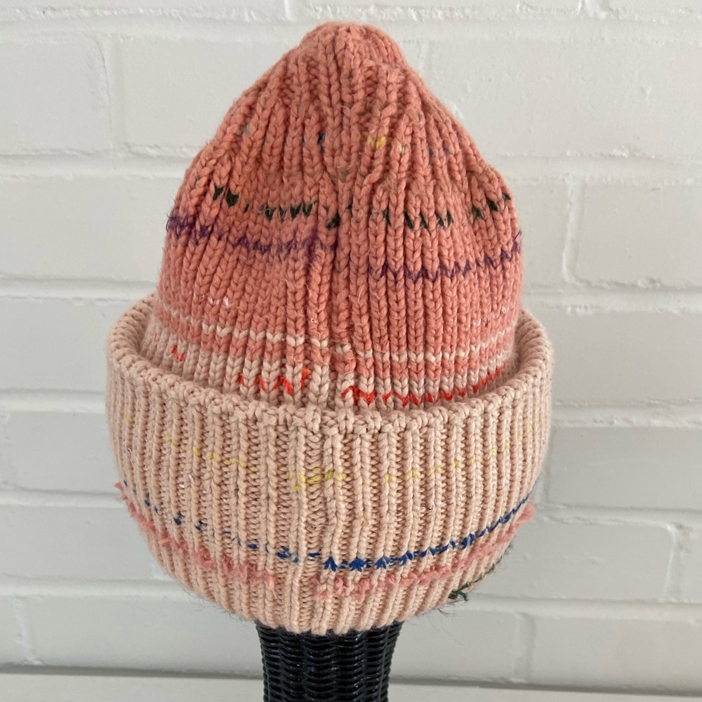 new with tags pinkish anthropologie knit ski winter hat with translucent sequins - Picture 2 of 8